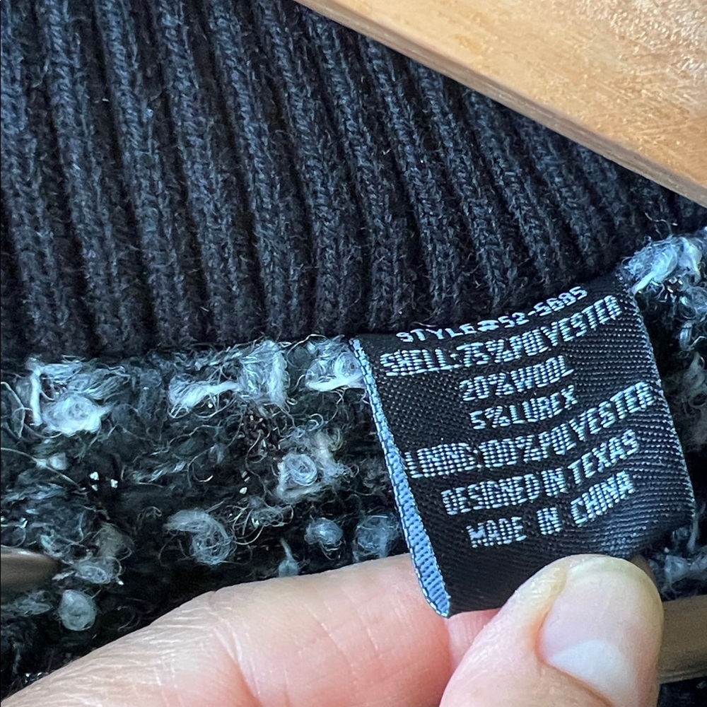 Powder River Outfitters XXL Tweed Black Gray Zip Up Coat Jacket Wool Blend - Picture 4 of 11